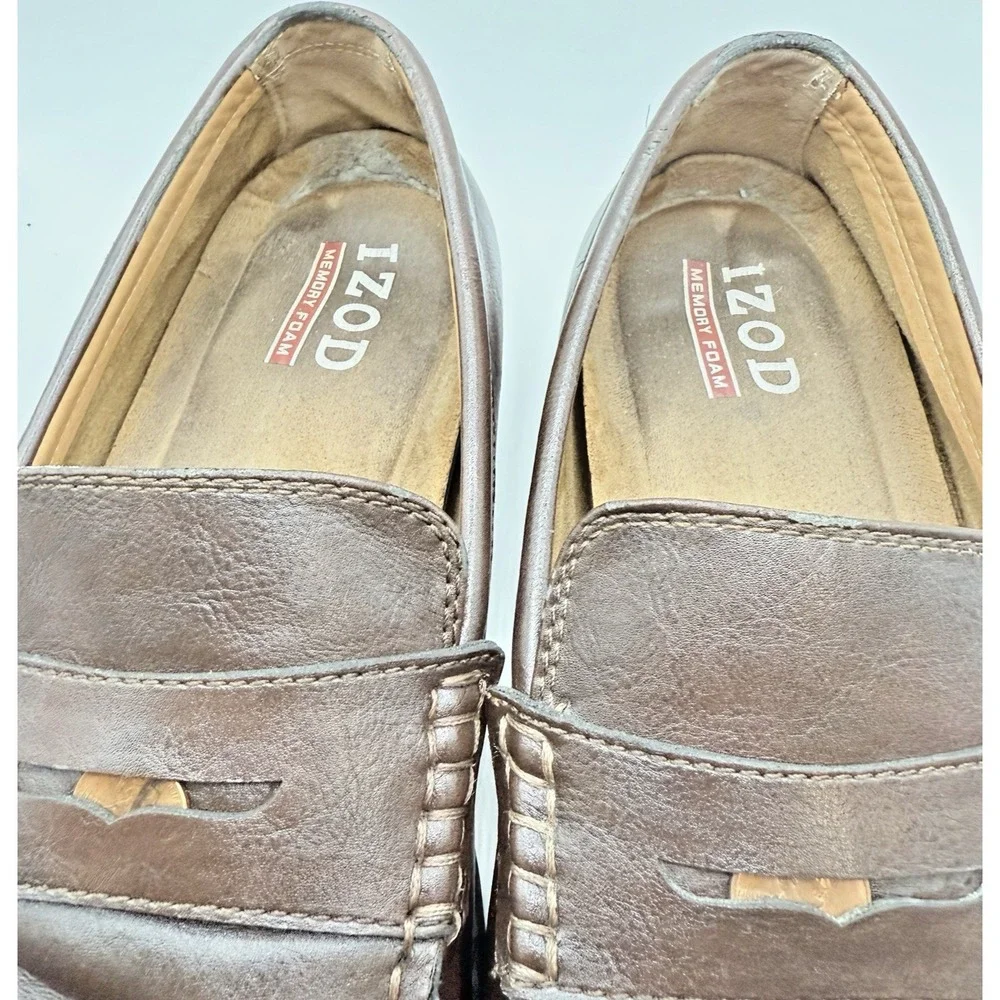 IZOD Men's Penny Loafer Edmund Gel Tech Shoes Sz 10M Brn Slip On Fishing Resort - Picture 8 of 10